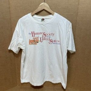 Vintage Humane Society T-Shirt, White, Large, Fruit Of The Loom, 2001 Member